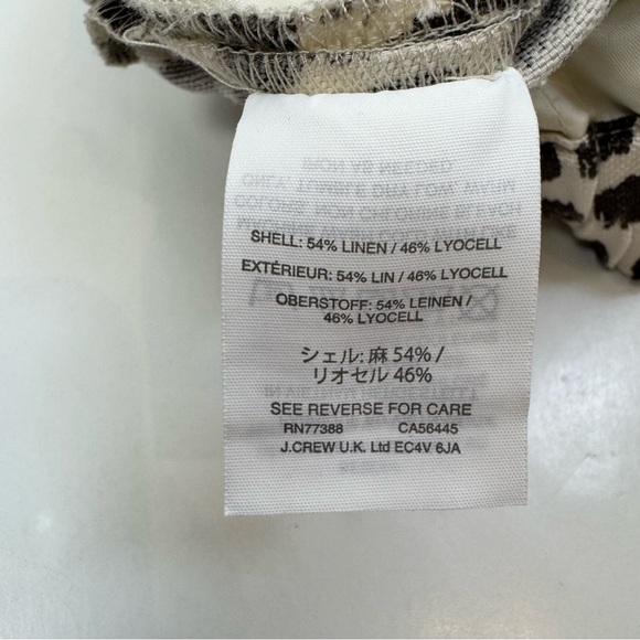 J.Crew Easy Pants Ivory Leopard Linen Lyocell Straight Taper Leg Trousers Size 6 - Picture 12 of 13